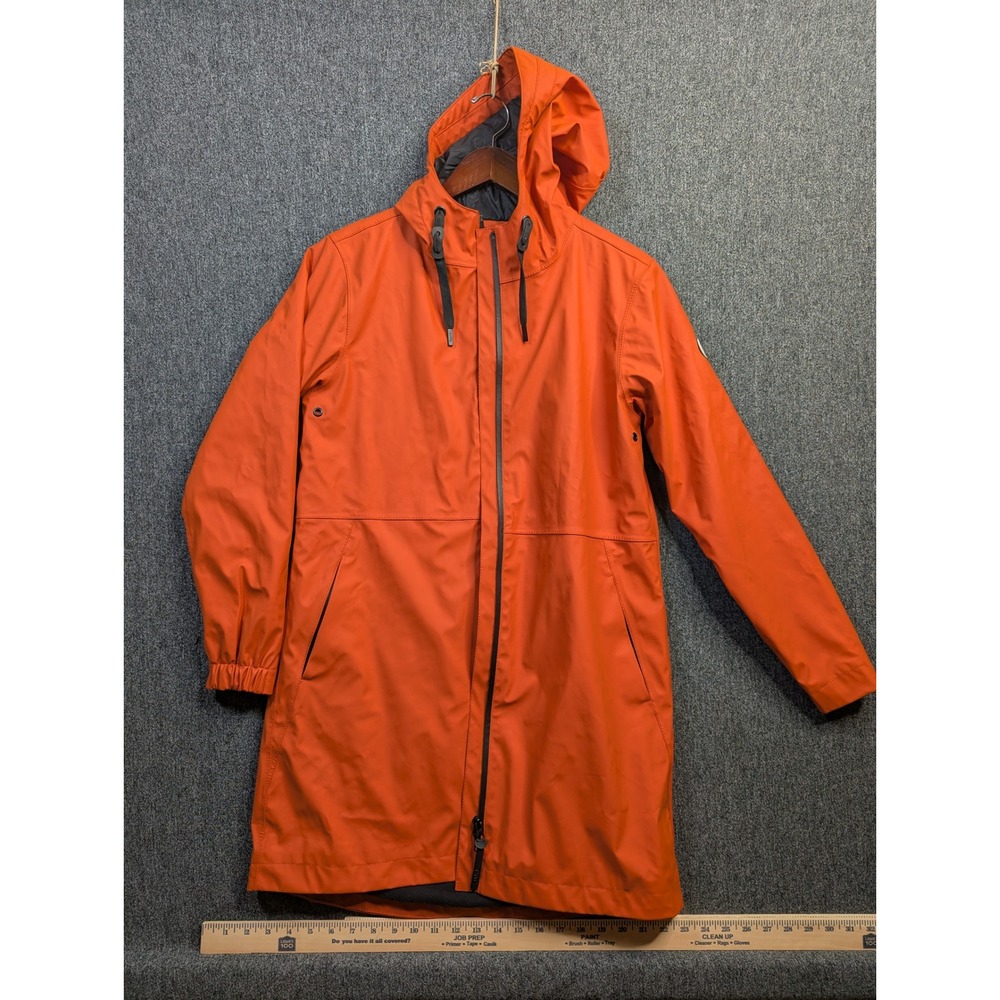 Tanta Rainwear Women Orange Hooded Waterproof Raincoat Fleece Lined Jacket EU 36